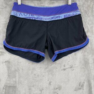 lululemon Wet Dry Warm Lined Running Shorts Black Purple Workout Gym